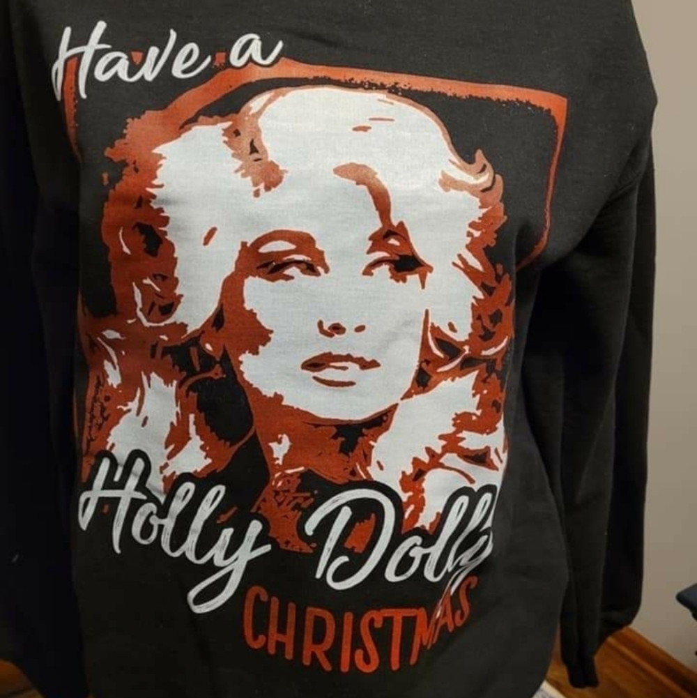 Holly Dolly Christmas Black Sweatshirt